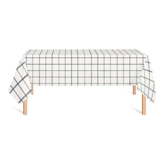 Gray On Cream Grid 58x102 Tablecloth